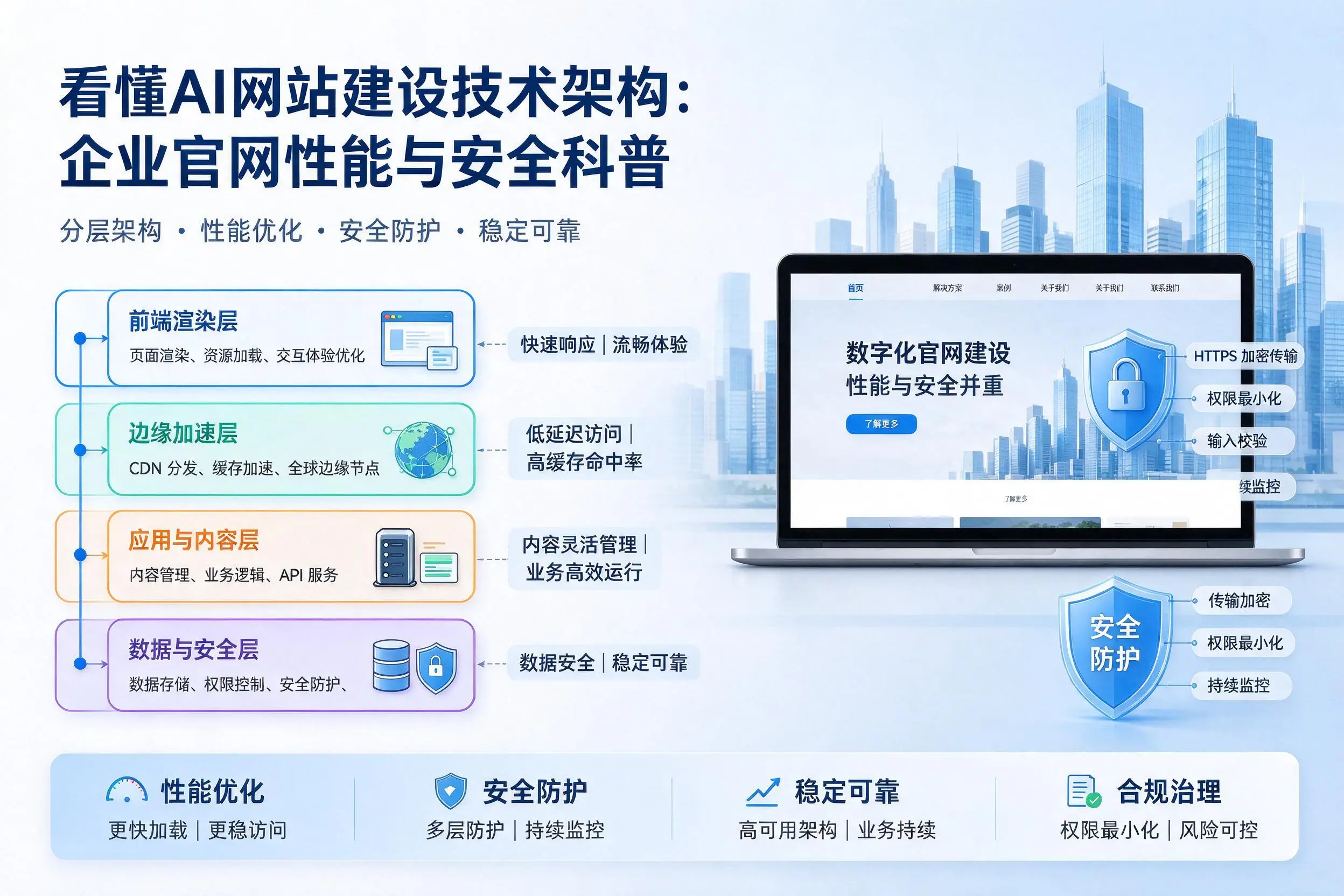 看懂AI网站建设技术架构:黔西南企业官网性能与安全科普