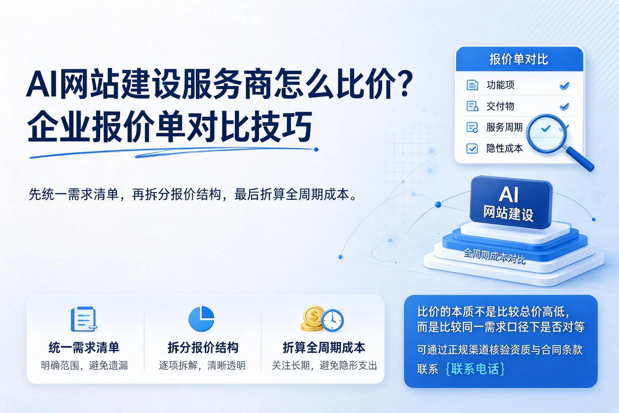 AI网站建设服务商怎么比价?黔西南企业报价单对比技巧