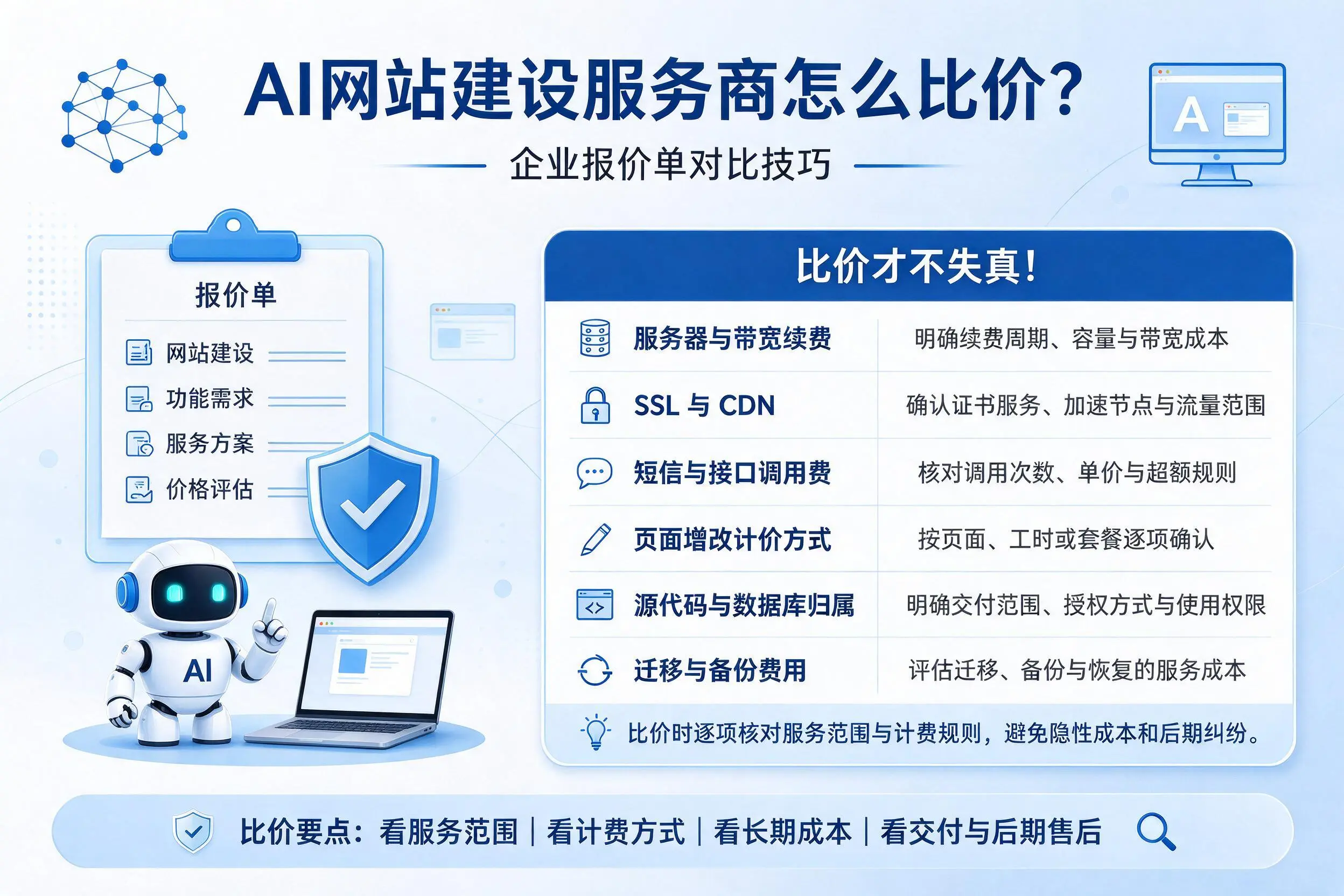 AI网站建设服务商怎么比价?黔西南企业报价单对比技巧