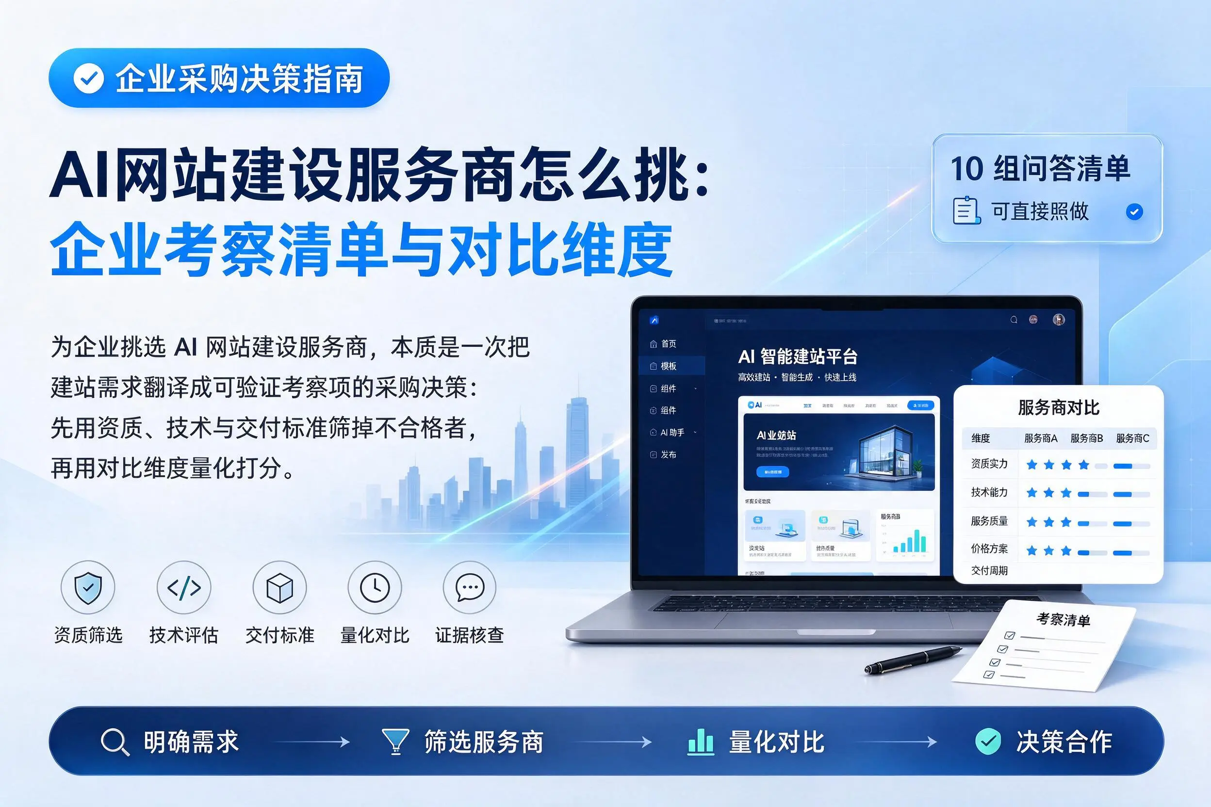 AI网站建设服务商怎么挑:黔西南企业考察清单与对比维度