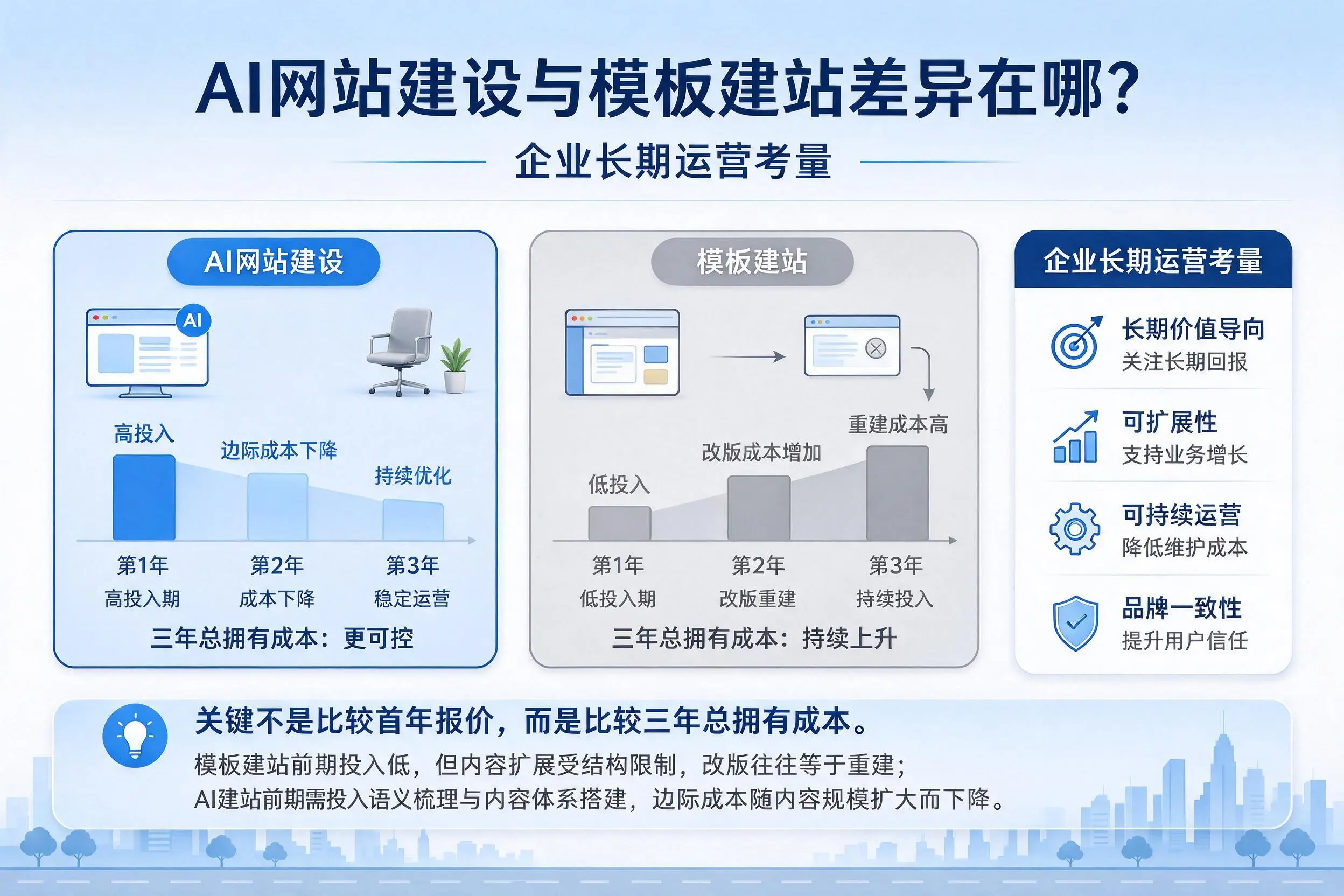 AI网站建设与模板建站差异在哪？黔西南企业长期运营考量